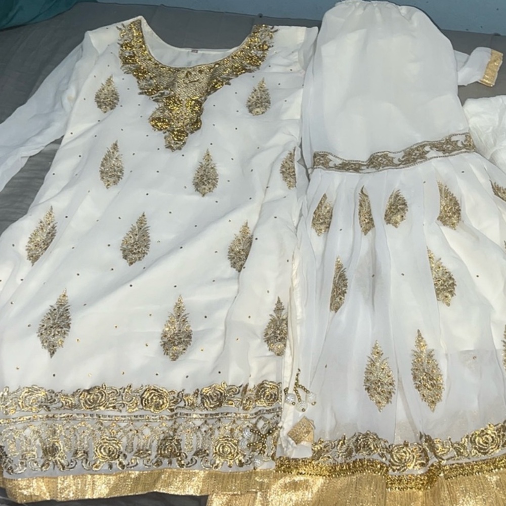 White & Gold Sharara